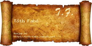 Tóth Fabó névjegykártya